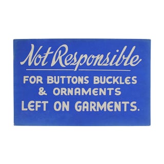 Not Responsible Vintage Store Sign For Sale