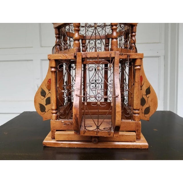 Early 20th Century Victorian Style Wood and Iron "Balloon" Birdcage For Sale - Image 4 of 6