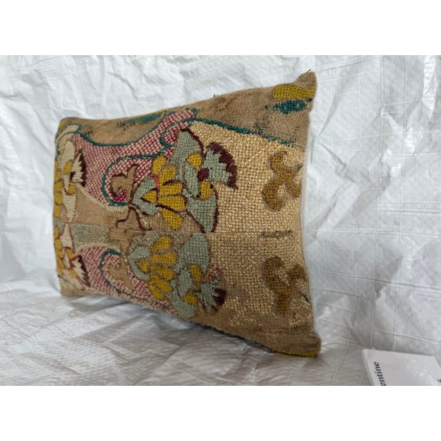 17th Century Italian Wool & Silk Floral Tapestry Pillow For Sale - Image 4 of 8