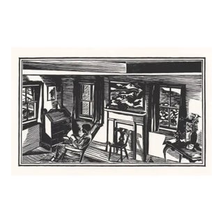 1936 Fiske Boyd Interior Woodcut For Sale