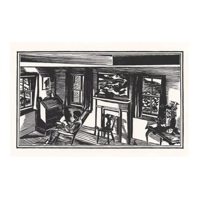 1936 Fiske Boyd Interior Woodcut For Sale