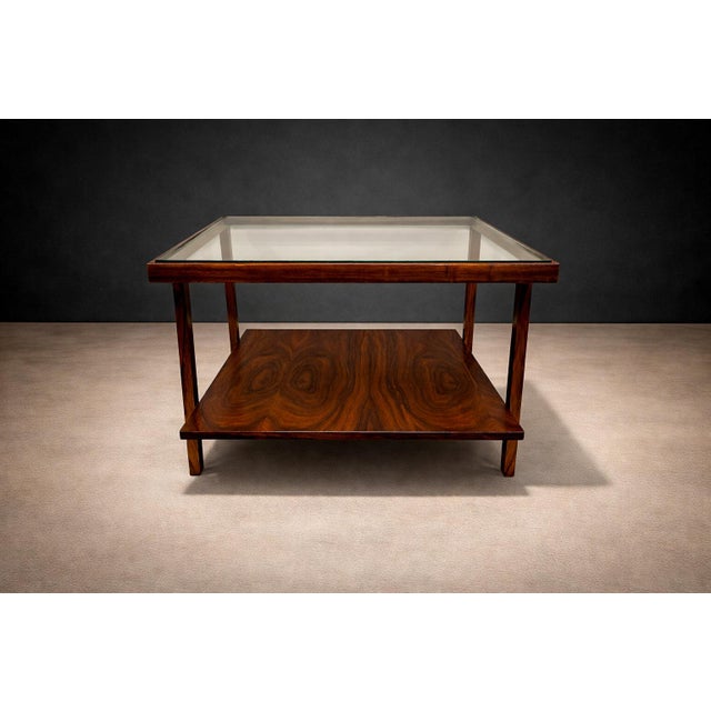 Brown Brazilian Modern Rectangular Side Table in Rosewood & Glass, Unknown, 1960s For Sale - Image 8 of 10