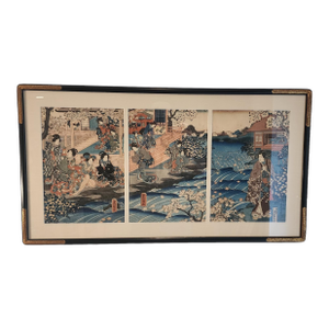 19th Century Custom Framed Utagawa Kunisada Wood Block Print