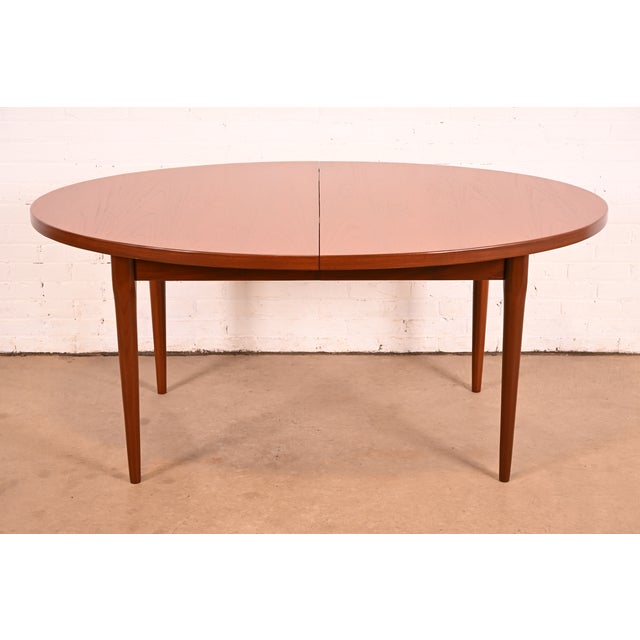Wood Johannes Anderson Style Danish Modern Teak Extension Dining Table, Newly Refinished For Sale - Image 7 of 14