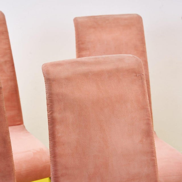 Chairs in Metal and Pink Fabric, 1970s, Set of 6 For Sale - Image 3 of 9