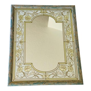 Mid 20 Th C Italian Eglomise Mirroring Gold and Blue For Sale