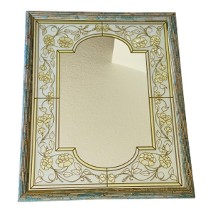 Mid 20 Th C Italian Eglomise Mirroring Gold and Blue