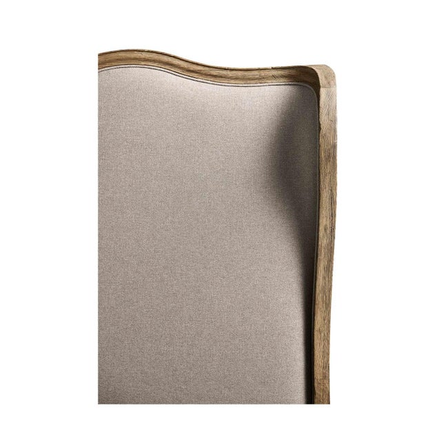 French Provincial Upholstered Oak Bed - Queen For Sale - Image 10 of 11