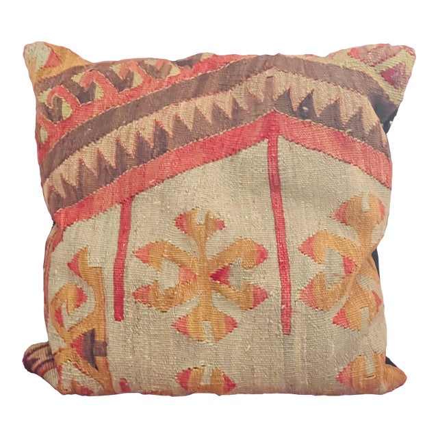 Antique Kilim Turkish Wool Pillow For Sale