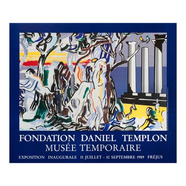 1989 Roy Lichtenstein 'Forest Scene With Figurines' Pop Art Blue,Multicolor France Offset Lithograph For Sale