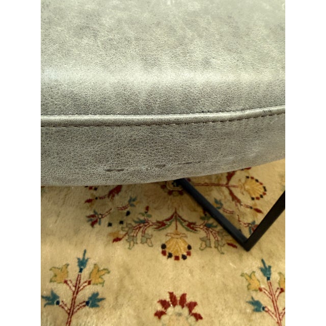 Room & Board Sidney Leather Ottoman, Laino Slate For Sale - Image 9 of 12