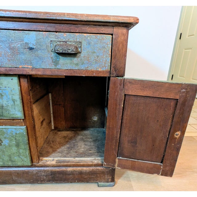 19th Century Antique Primitive Cabinet Dry Sink Washstand Cupboard For Sale - Image 12 of 18