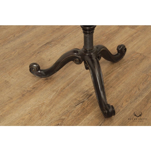 High Quality Round Mosaic Veneered Top Side or Accent Table on Bronze Tripod Support