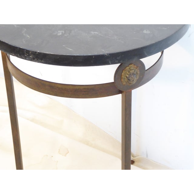 Vintage Bronze Tone & Marbleized Side Tables - A Pair For Sale In Boston - Image 6 of 6