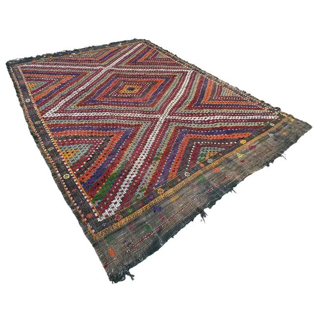 1930s Traditional Turkish Kilim Rug ,Vintage Anatolian Turkish Kelim 295 X 197 Cm, 1930s For Sale - Image 5 of 11