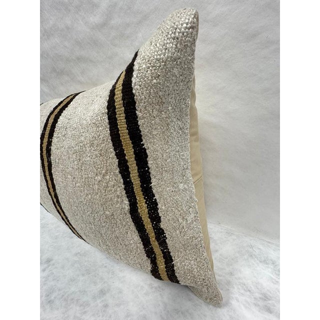 Contemporary Turkish Hemp Pillow Cushion Natural Beige Brown Pillow Cushion Cover 16" x 24" For Sale - Image 3 of 4
