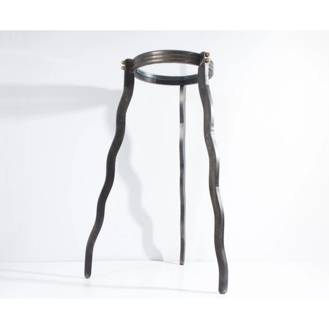 1980s 1980s Will Stone Postmodern Metal Accent Table For Sale - Image 5 of 10