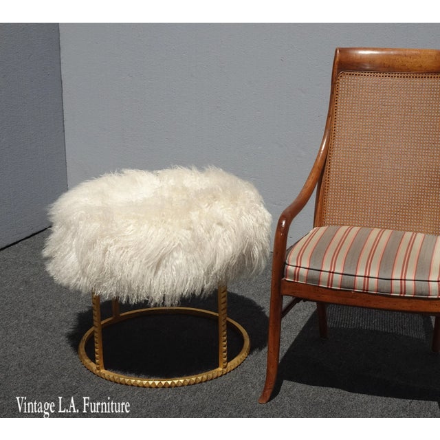 Contemporary Modern Style Bench With White Faux Mangolian Fur West Elm Style For Sale - Image 13 of 13