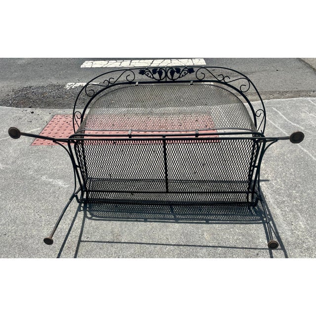 Mid 20th Century Woodard Grapevine Barrel Back Wrought Iron Bench Loveseat Grape Pattern For Sale - Image 9 of 12