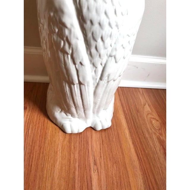 Mid Century White Ceramic Owl Umbrella Stand For Sale - Image 4 of 8