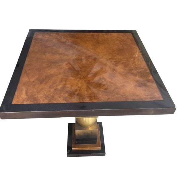 Modern Pair of Italian Modern Two-Tone Parchment, Resin & Metal Side Tables. 1980's. For Sale - Image 3 of 8