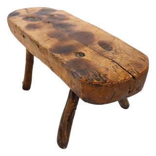 1930s Solid Primitive Mesquite Stool For Sale