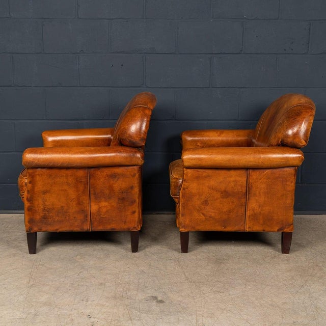 Vintage Dutch Leather Club Chairs, 1980, Set of 2 For Sale - Image 4 of 18