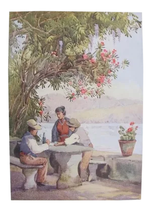 1905 Original Italian Print - Italian Travel Colour Plate - a Restaurant