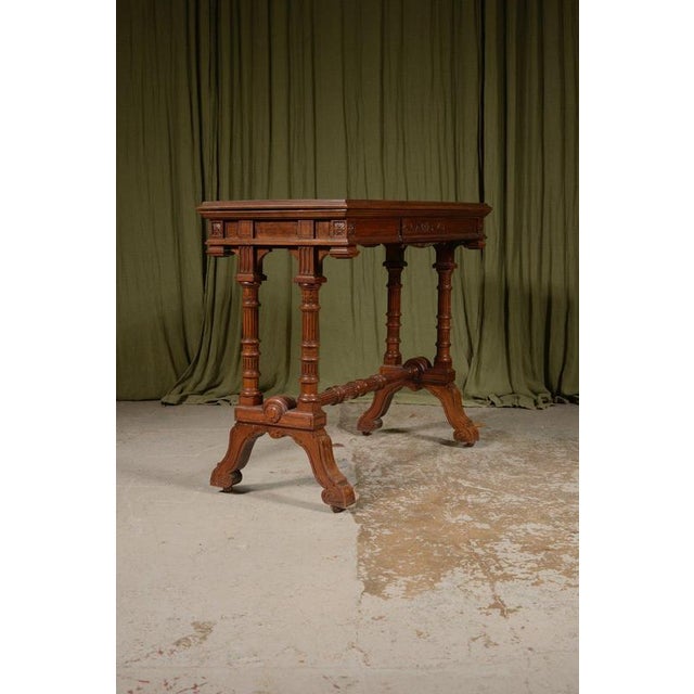 Aesthetic Movement Architectural Figured Mahogany Console / Card Table from William Walker & Sons, London, 1870s For Sale - Image 5 of 10
