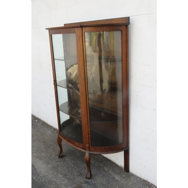 Traditional Larkin Early 1900s Claw Feet Oak Display Curio Cabinet Cupboard 5876 For Sale - Image 3 of 12