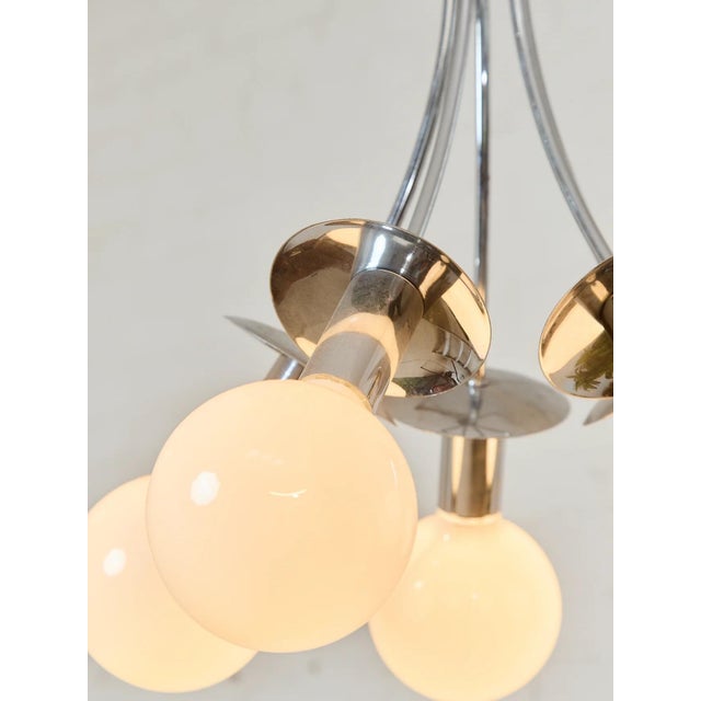 Chrome Mid 20th Century Styled After Scolari Vintage Chrome Pendant Chandelier For Sale - Image 8 of 10
