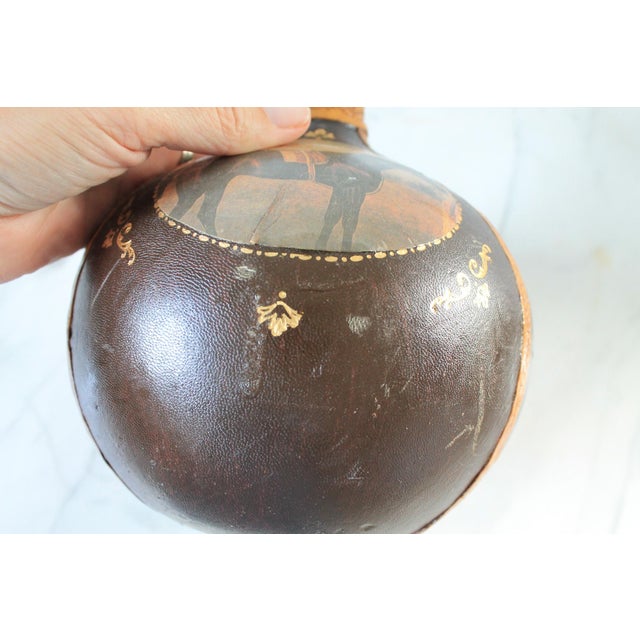 Vintage Italian Equestrian Leather Wrapped Liquor Decanter For Sale - Image 12 of 13