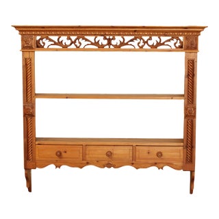 English Carved Reclaimed Pine Wood Wall Rack For Sale