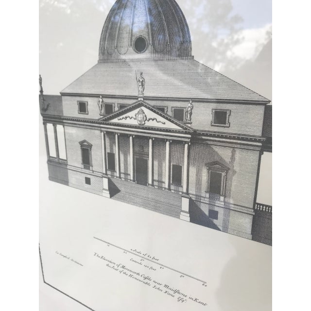 Set of two C. Campbell architectural prints, exquisitely framed in a lightly distressed silver frame. In excellent...