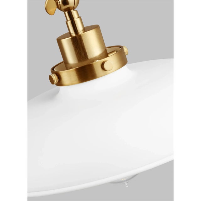 Chapman & Myers by Visual Comfort Studio Wellfleet Double Arm Wide Task Sconce, Matte White & Burnished Brass For Sale - Image 4 of 5