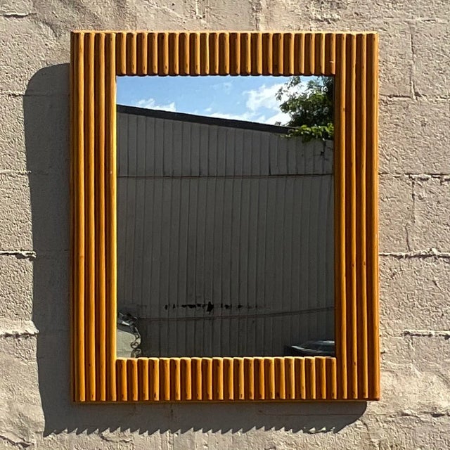 Boho Chic Vintage Costal Rattan Wall Mirror For Sale - Image 3 of 4