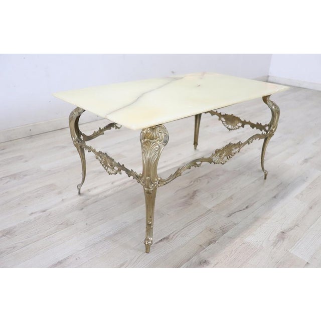 Coffee Table in Gilded Bronze with Onyx Top, 1970s For Sale - Image 4 of 8