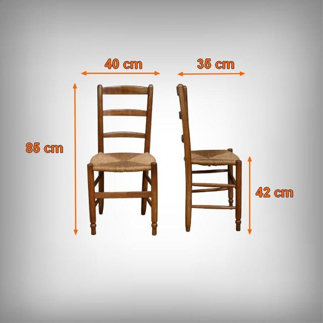 Cherrywood and Straw Chairs, Late 19th Century, Set of 4 For Sale - Image 18 of 18