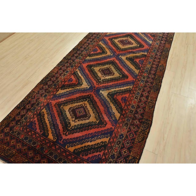 Cabin Baloch Rug 5' X 10'4'' Red Wool Vintage Hand-Knotted Oriental Carpet For Sale - Image 3 of 15