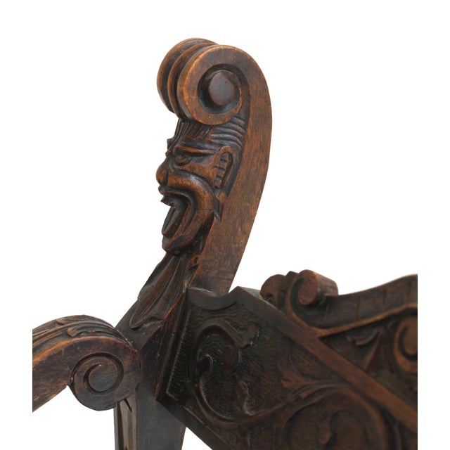 Wood Curule or Dagobert Armchair in Walnut, Italy, 1910s For Sale - Image 7 of 18