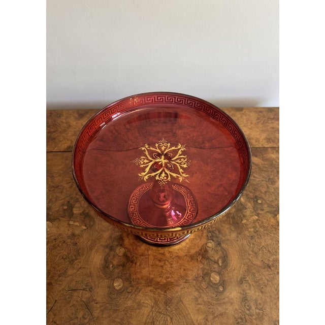 Mid 19th Century Antique Ruby Glass Gilded Tazza, 1860s For Sale - Image 5 of 6