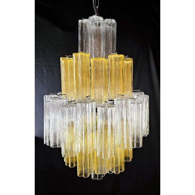 Vintage Amber and Crystal Murano Glass Chandelier, 1980s For Sale - Image 10 of 13