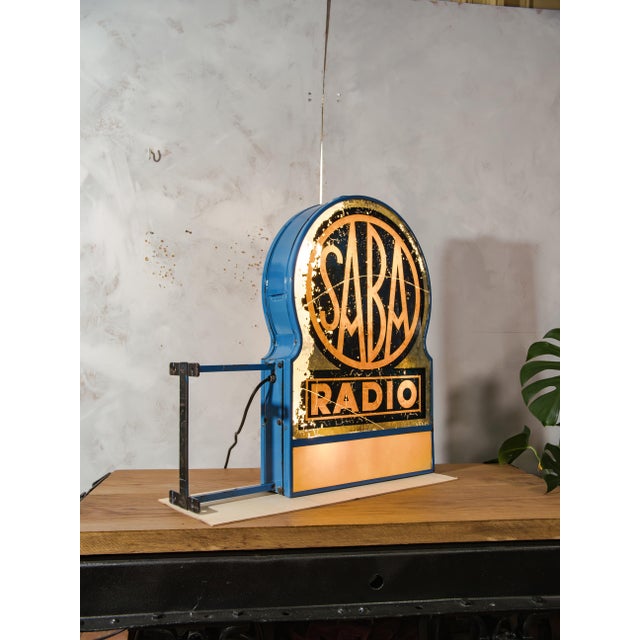Art Deco Double-Sided Illuminated Radio Dealer Sign for Saba, Germany, 1930s For Sale - Image 12 of 18