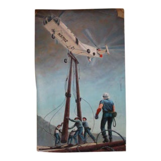 David P. Smith "Telephone Linemen and Helicopter" Illustration Art For Sale