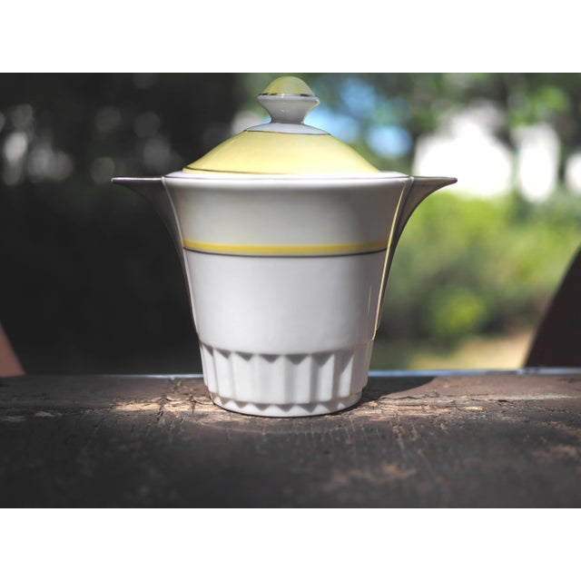 1920s French Limoges Giraud Le Grand Depot Art Deco Gold and Yellow Sugar Pot For Sale - Image 11 of 11