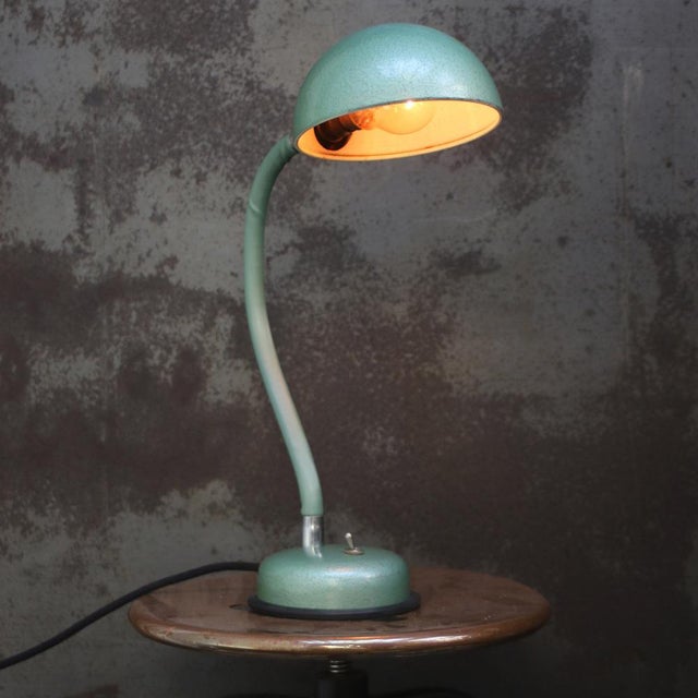 Vintage Industrial Green Metal Machinist Gooseneck Table Light from Adher Lampes, France For Sale - Image 4 of 8