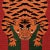 Abstract Schumacher x Johnson Hartig Jokhang Tiger Velvet Fabric in Red & Green For Sale - Image 3 of 4