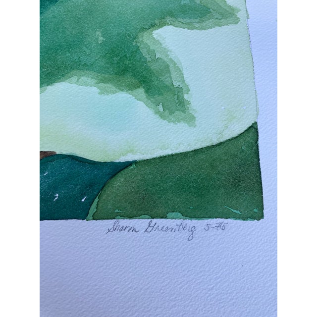 Paint 1970’s 4 Original Large Watercolor Paintings Palm Plants by Sharon Greenberg-Set of 4 For Sale - Image 7 of 7