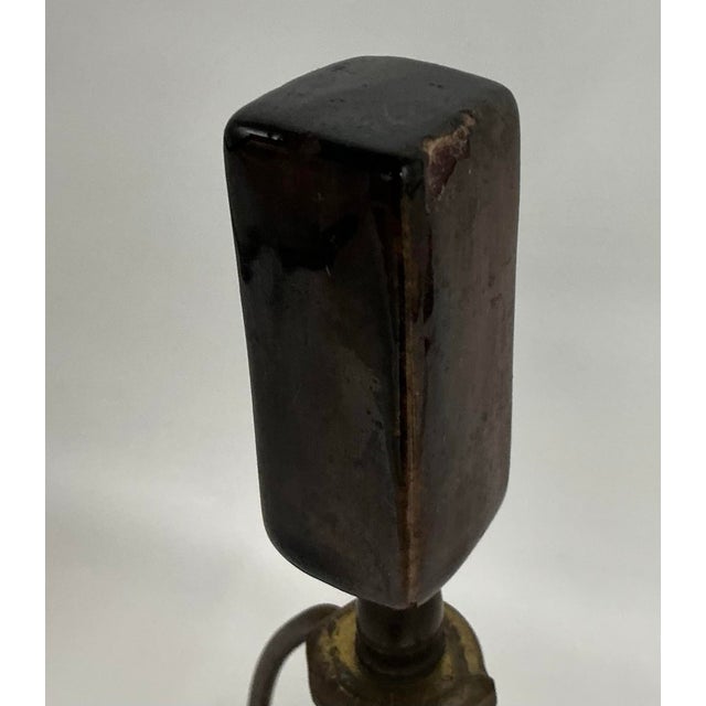 Midsentury Seramic Lamp With Original Parchment Shade For Sale - Image 9 of 12