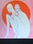 Emmanuel Araujo "Sun" Contemporary Colorful Pink and Orange Nude Female Figures Painting, 2023 For Sale